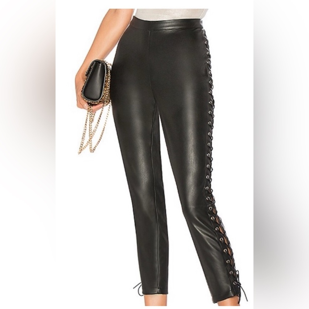 by the way. Black Faux Leather Lace-Up Side Pants